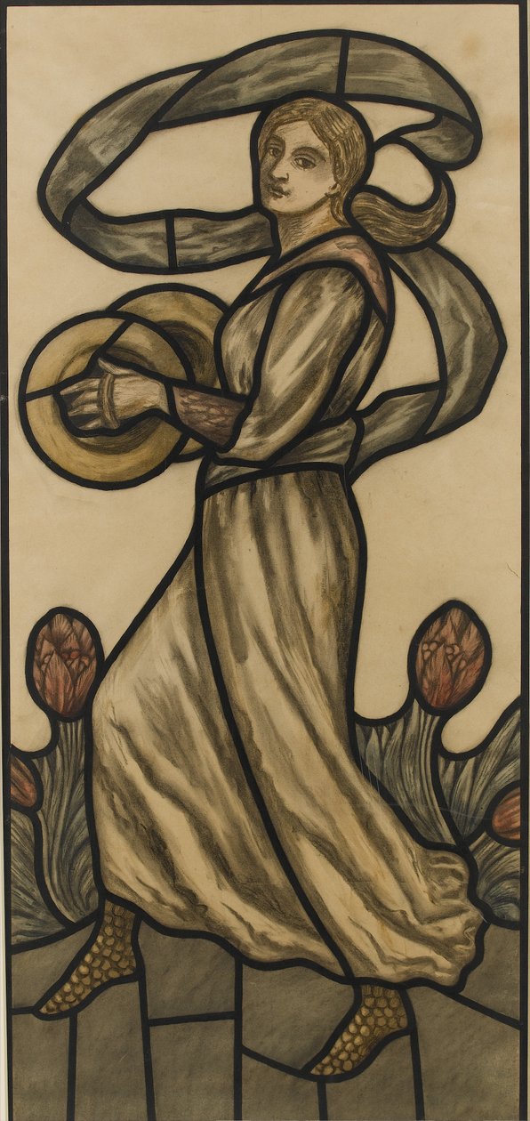 Musiker mit Zimbeln, Entwurf für ein Buntglasfenster, ca. 1918 von Selwyn Image