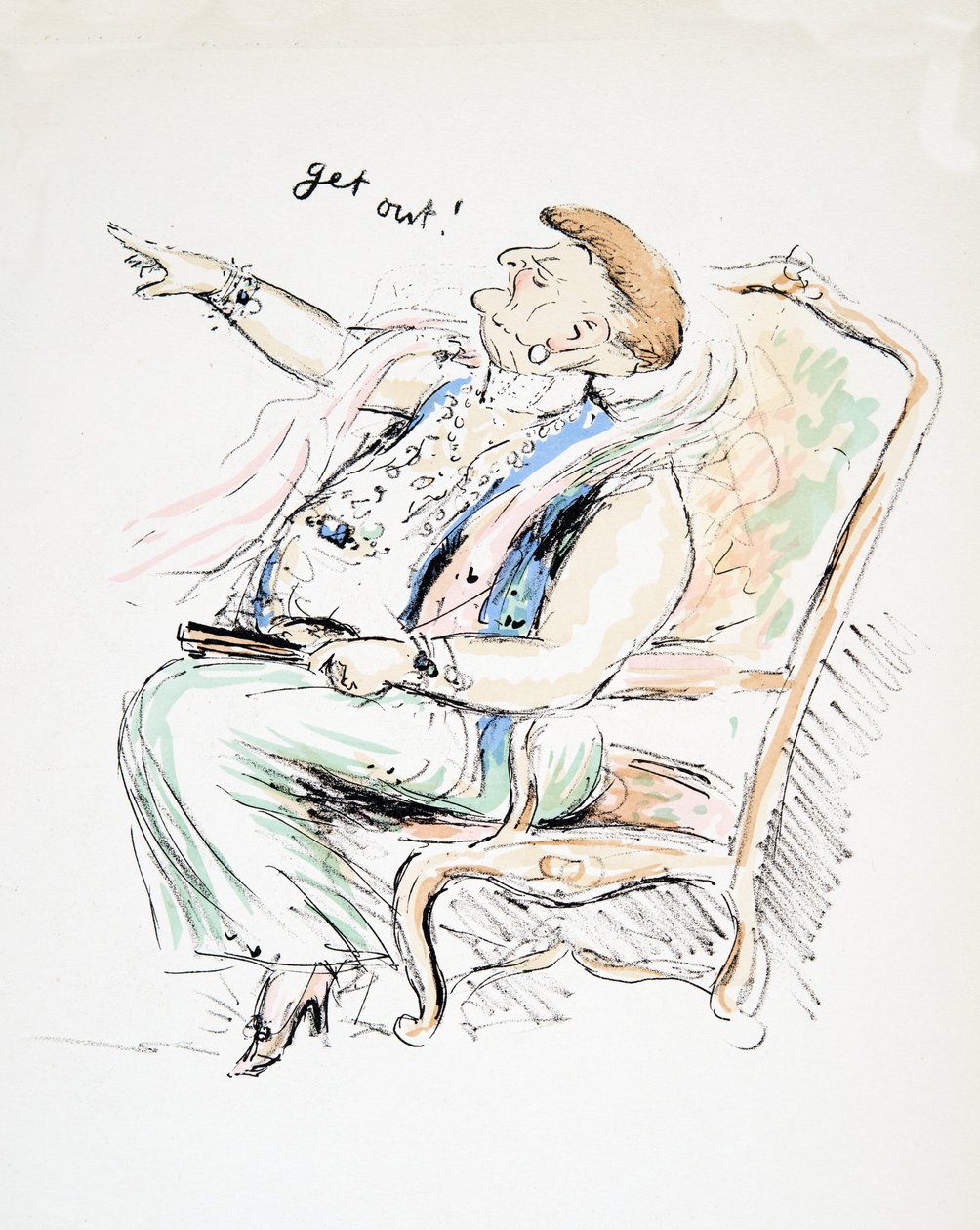 Raus!, aus White Bottoms, veröffentlicht 1927 (Farbholzschnitt) von Sem