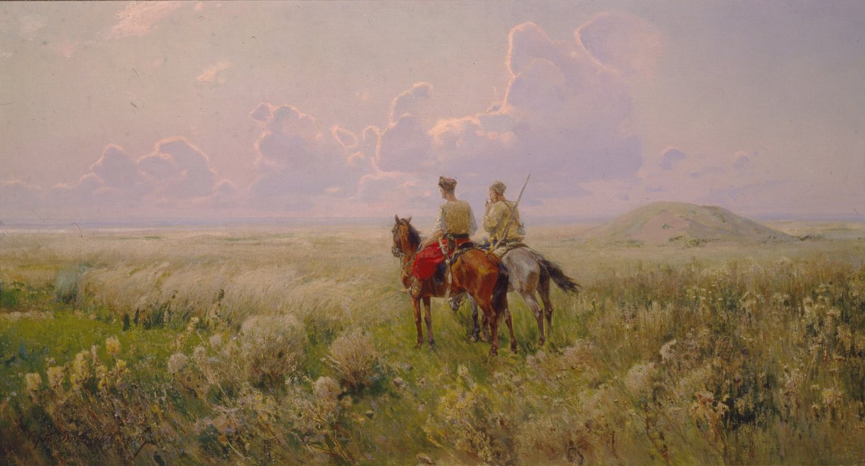 Kosaken in der Steppe, 1900er Jahre von Sergei Ivanovich Vasilkovsky