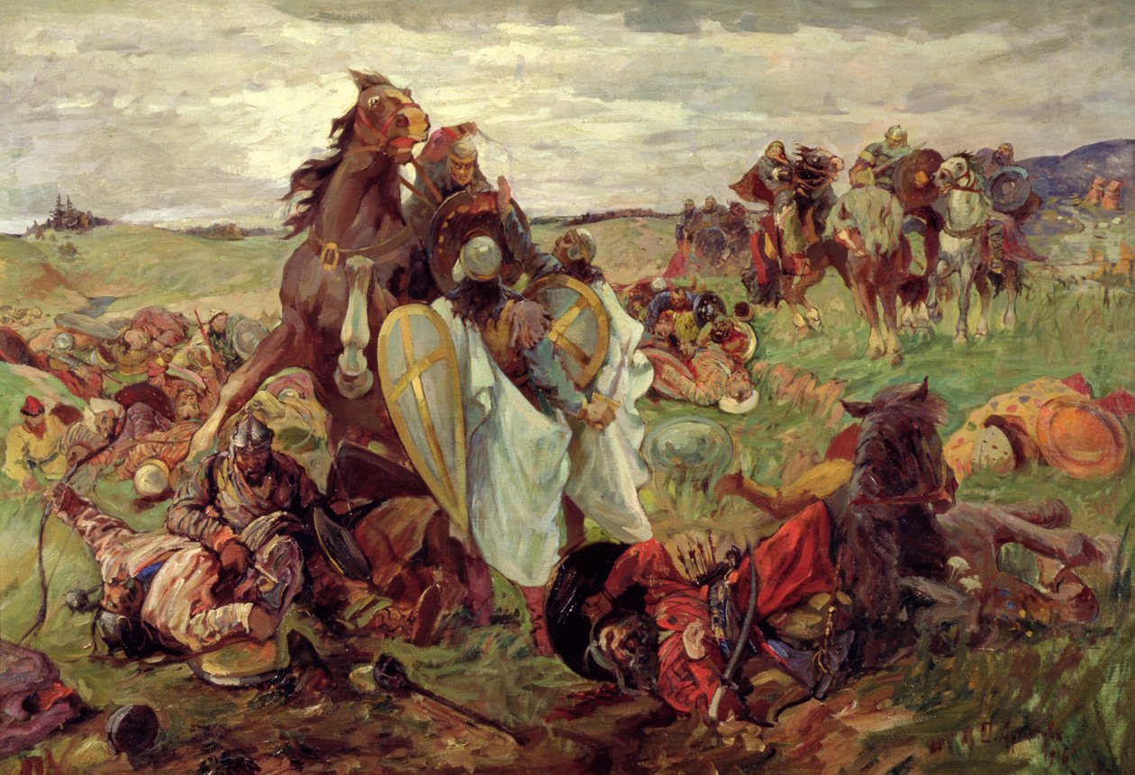 Die Schlacht zwischen Russen und Tataren, 1916 von Sergey Nikolayevich Arkhipov