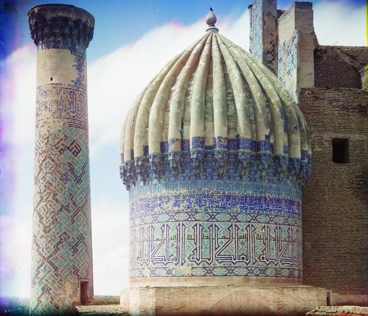 Rechte Kuppel der Shir-Dar-Moschee, Samarkand, 1905-1915 von Sergey Prokudin Gorsky