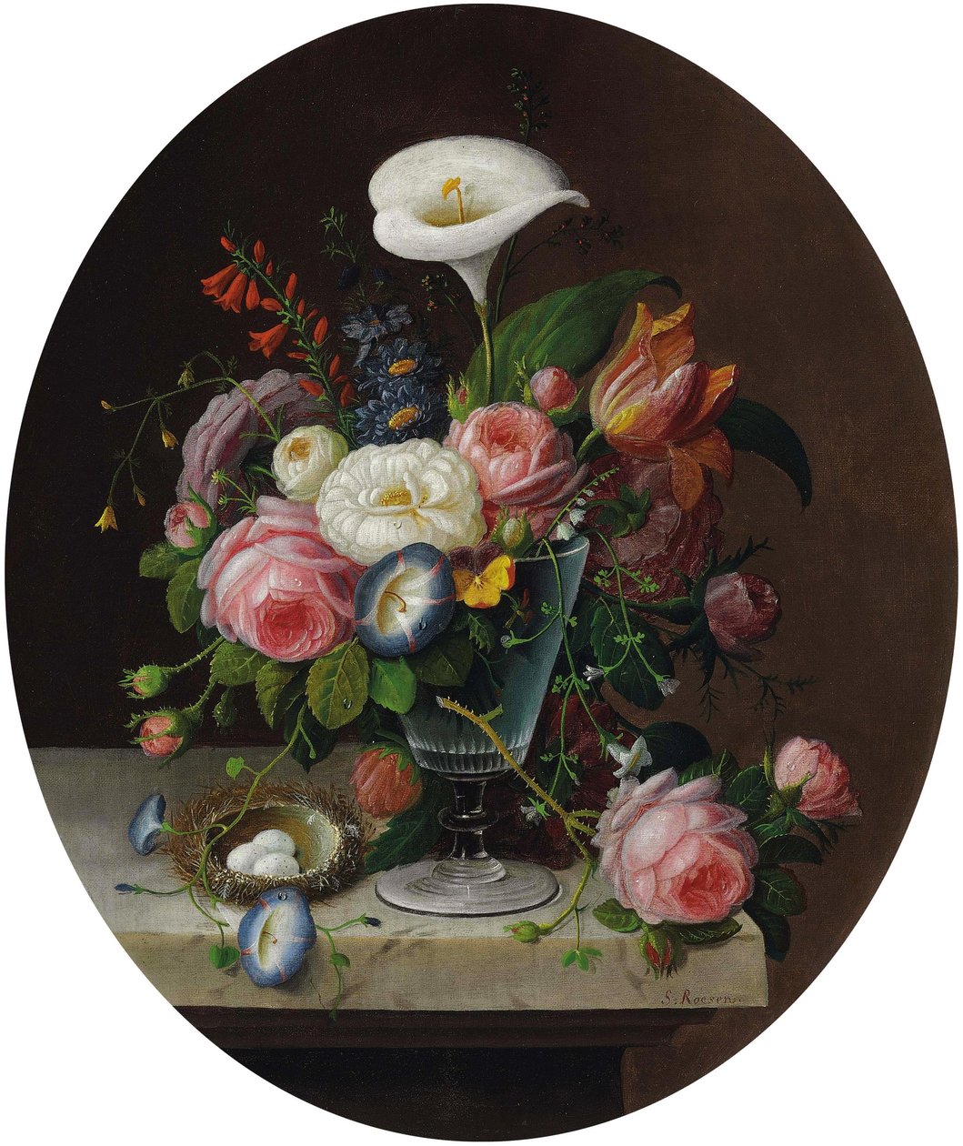 Blumen in einer Kristallvase von Severin Roesen