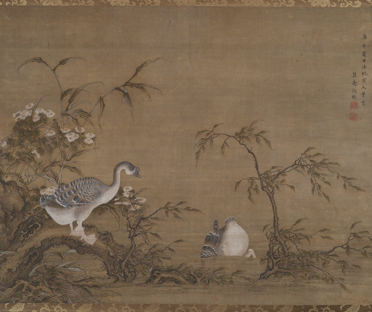 Gänse am Flussufer von Shen Kai