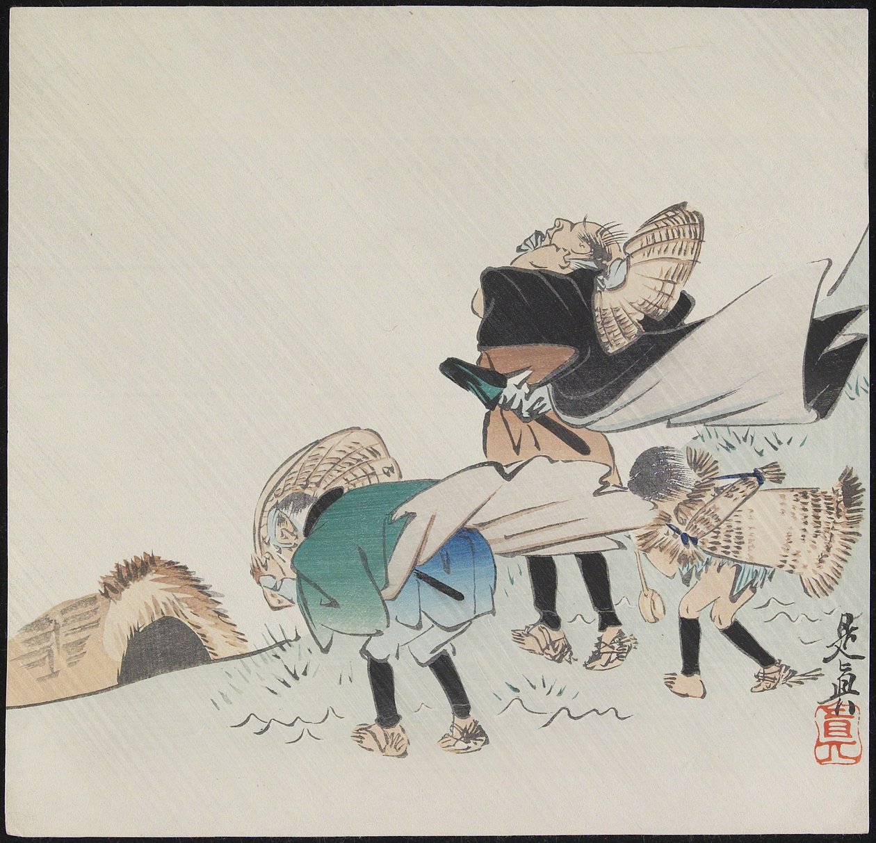 Reisende im Sturm von Shibata Zeshin