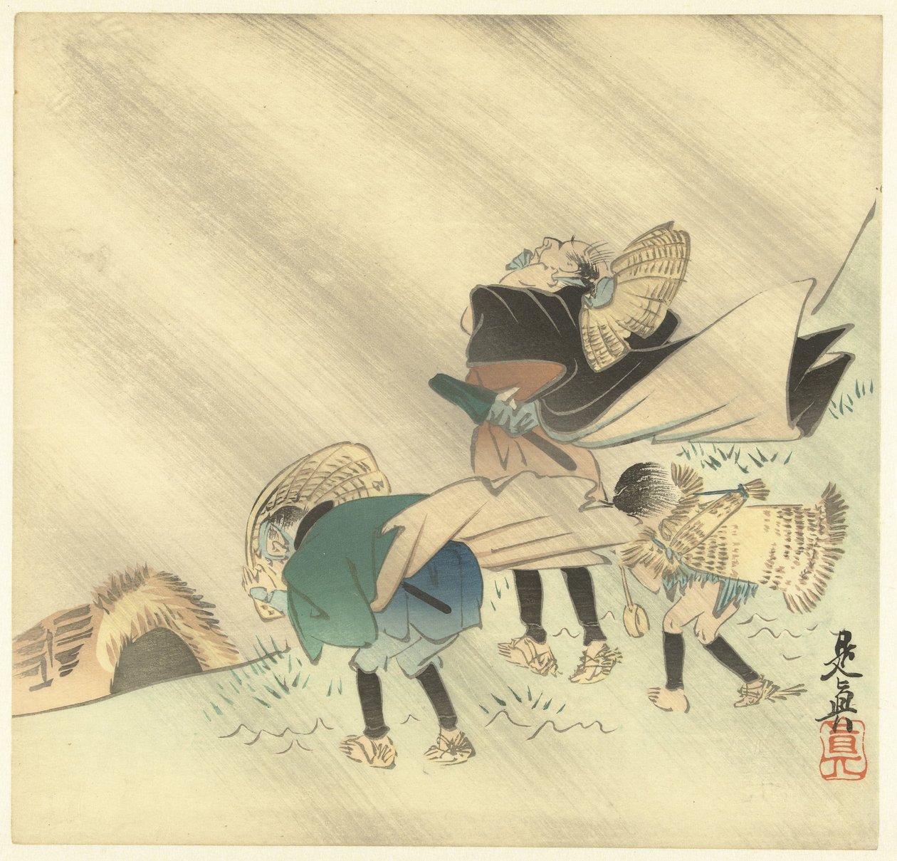 Reisende in einem Sturm von Shibata Zeshin