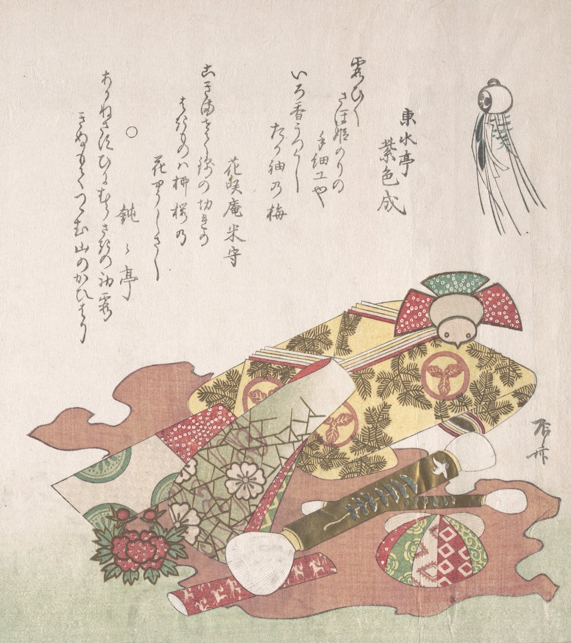 Pinsel und Papierornamente, 19. Jahrhundert von Shinsai