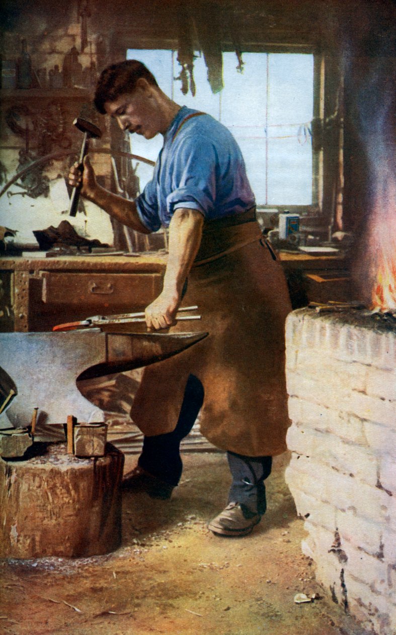 Schmied bei der Arbeit, England, um 1922 von Sidney H Nicholls