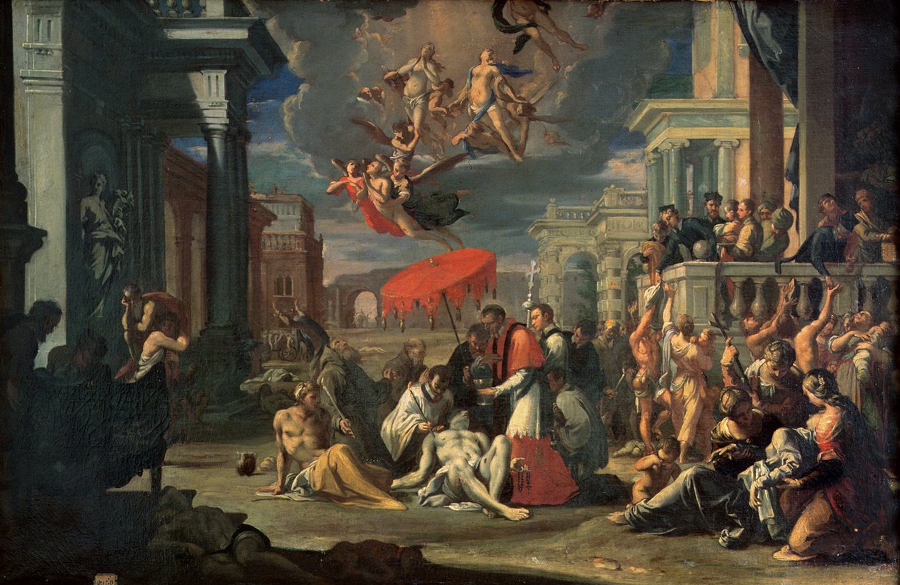 St. Charles Borromeo spendet das Sakrament an Pestopfer im Jahr 1576 von Sigismondo Caula