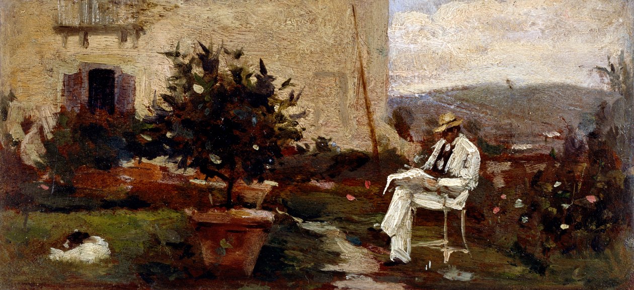 Luigi Tommasi im Garten von Silvestro Lega