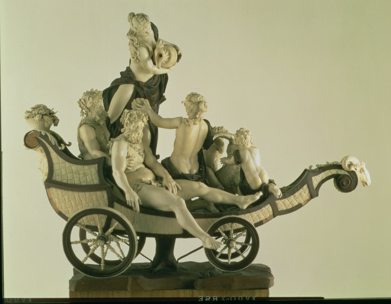 Wagen mit Silenus, Elfenbeinskulptur, München, zweites Viertel des 18. Jahrhunderts von Simon Troger