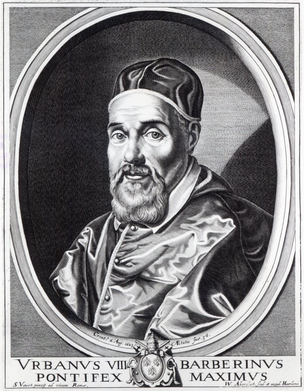 Papst Urban VIII., graviert von Willem Outgertsz Akersloot von Simon Vouet
