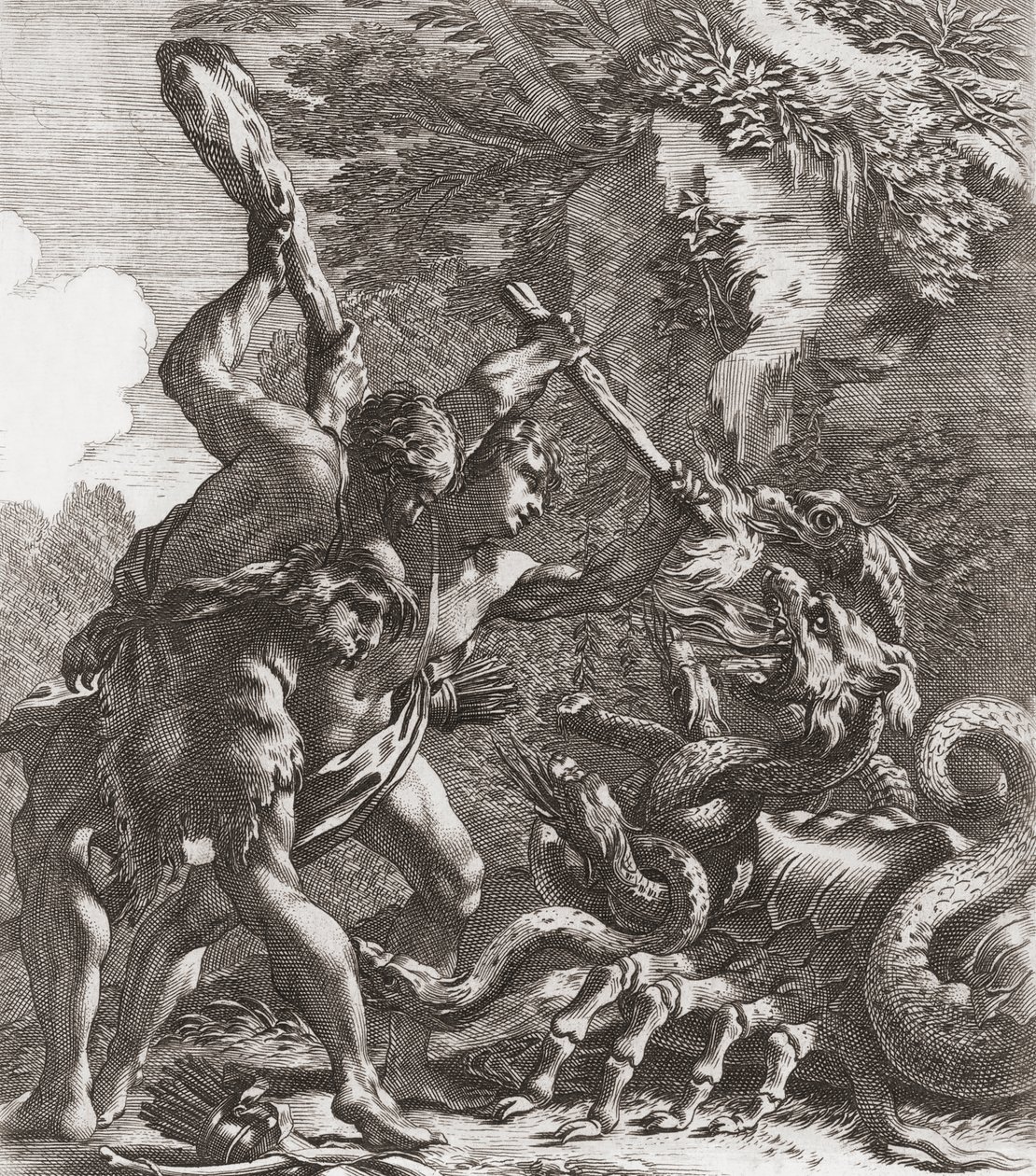 Herkules und die Hydra von Simon (after) Vouet