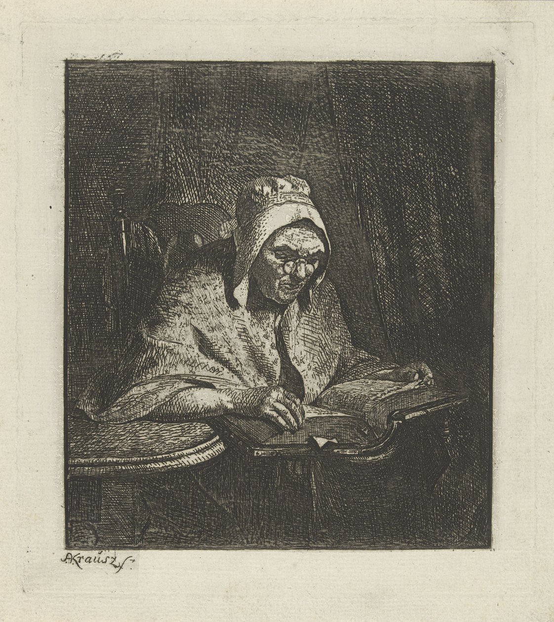 Lesende alte Frau von Simon Andreas Krausz