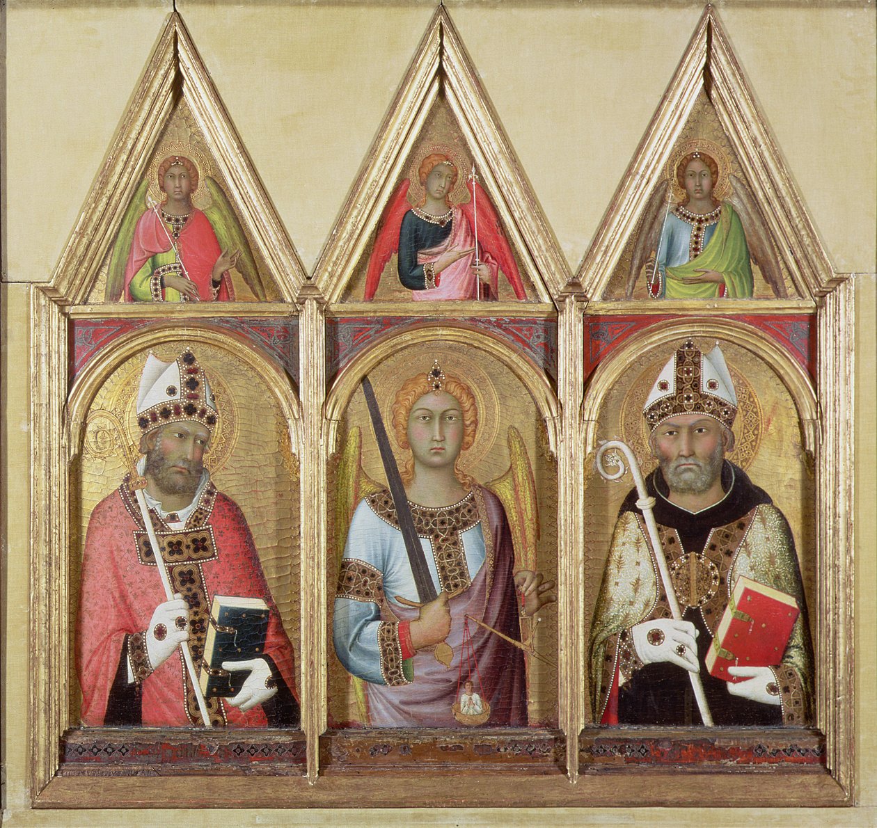St. Geminianus, St. Michael und St. Augustinus, ca. 1319 (Detail) von Simone Martini