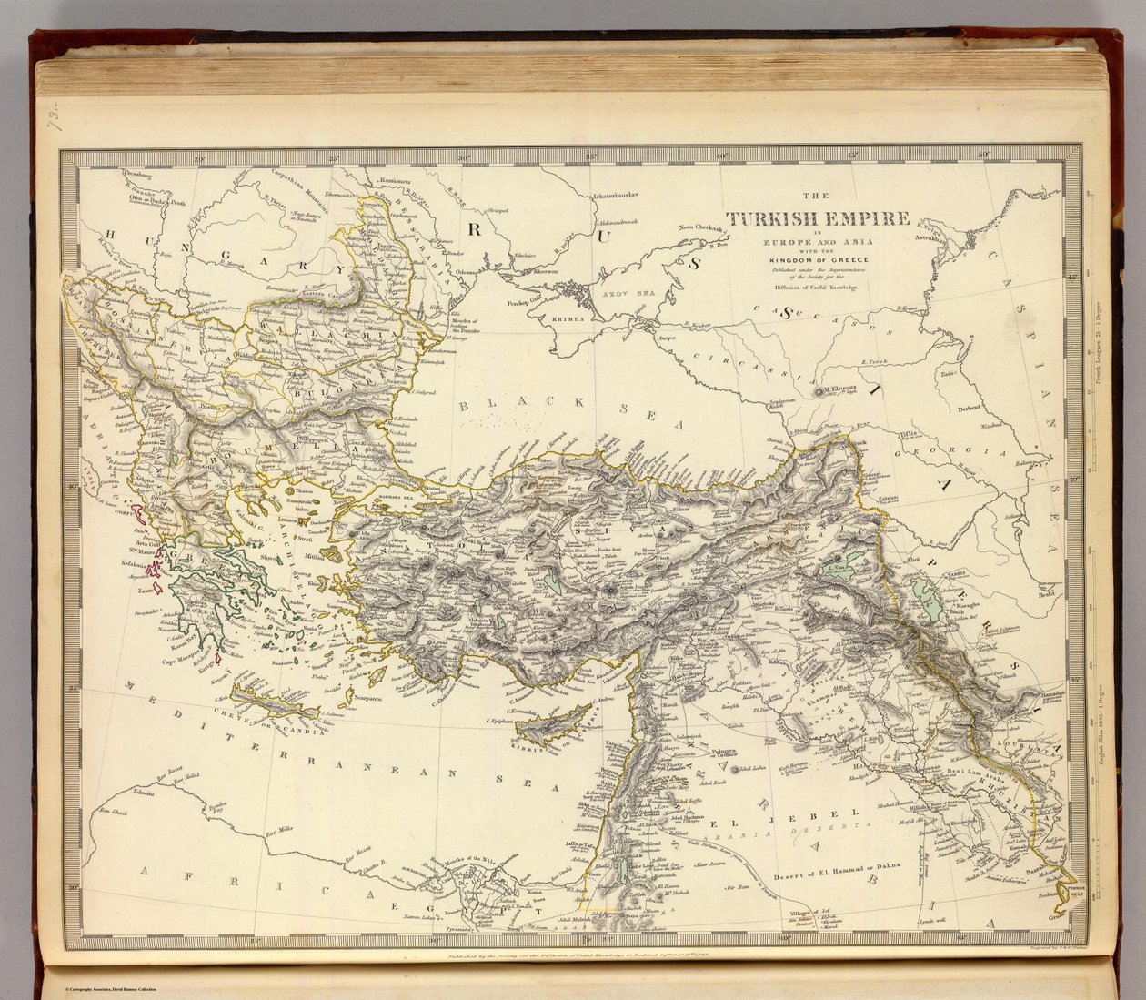Das Osmanische Reich in Europa und Asien mit dem Königreich Griechenland von Society for the Diffusion of Useful Knowledge