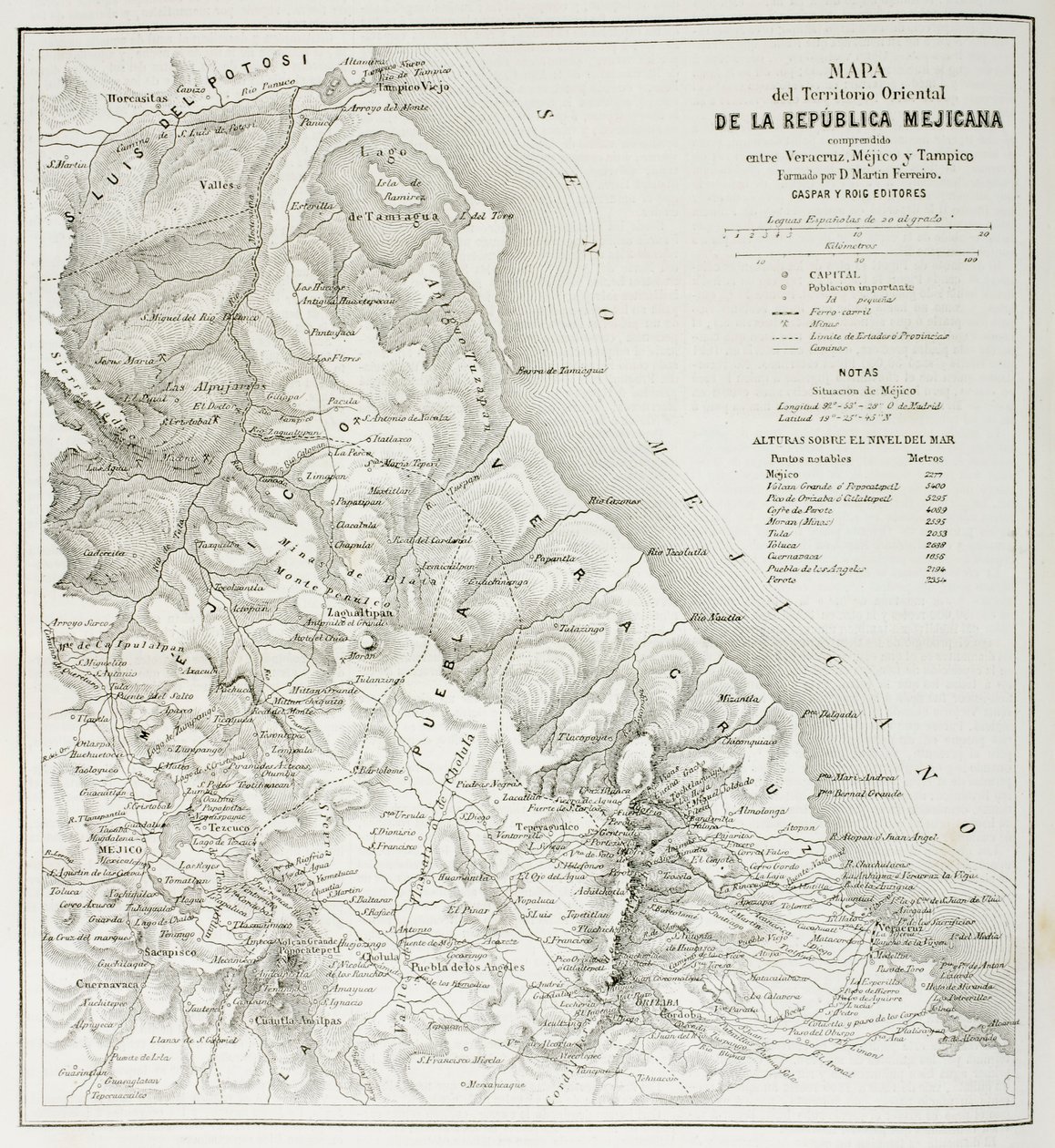 Karte der östlichen Gebiete der Republik Mexiko wie sie 1862 waren, aus 