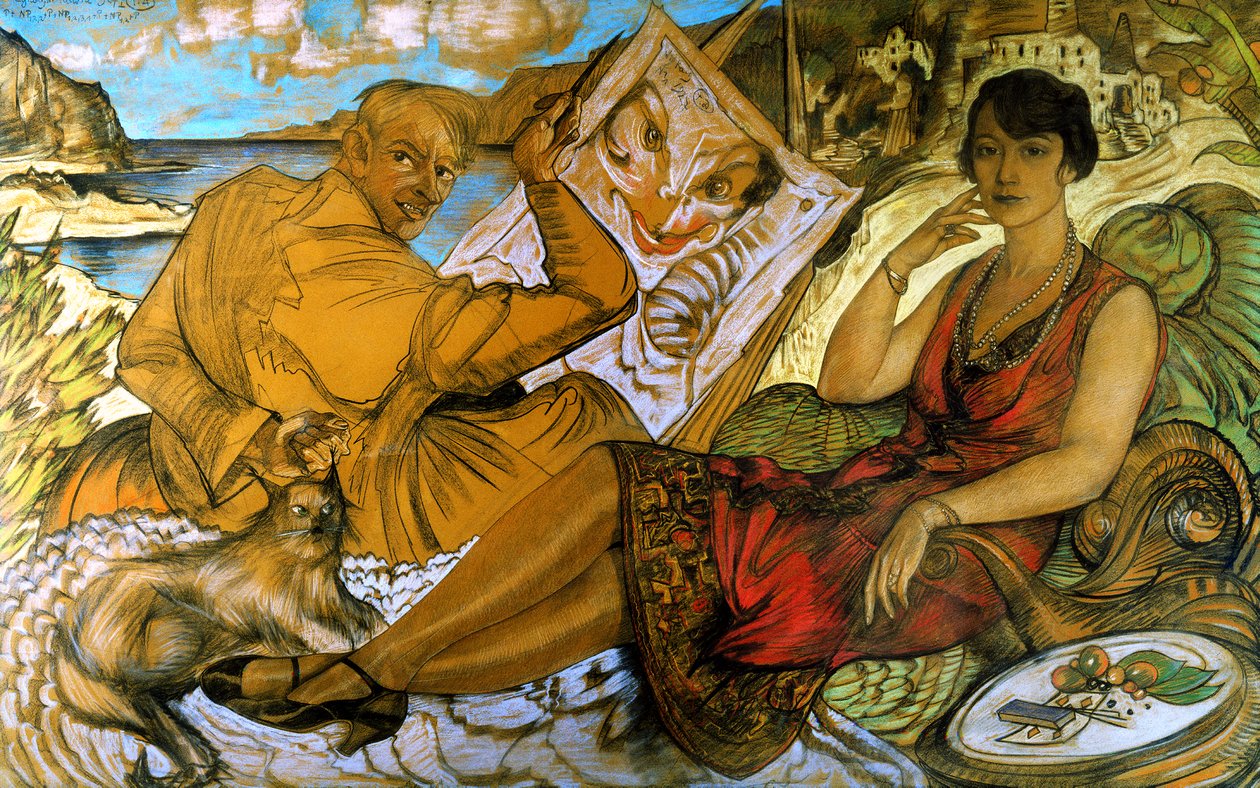 Täuschung der Frau, mit Selbstporträt Porträt von Maryla Grossmanowa von Stanislaw Ignacy Witkiewicz