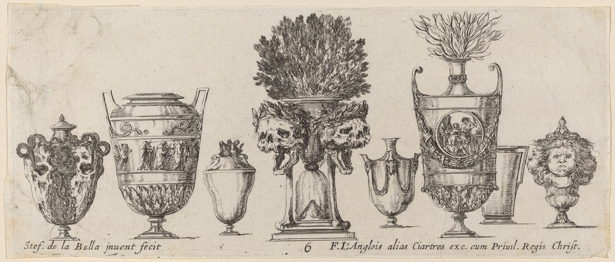 Fantastische Vasen, wahrscheinlich 1646 von Stefano della Bella