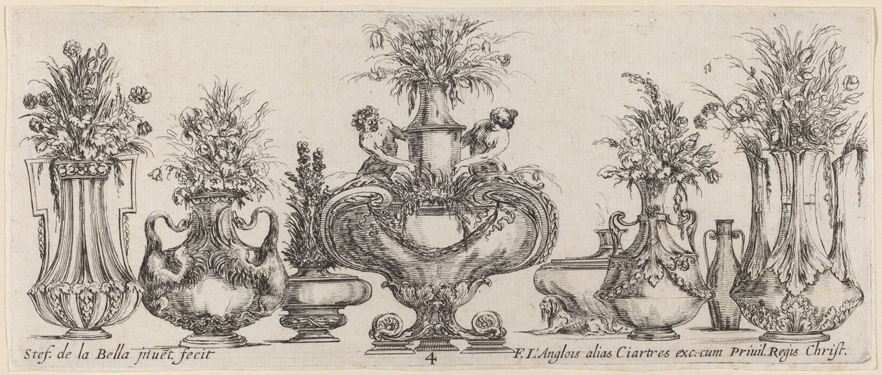 Fantastische Vasen, wahrscheinlich 1646 von Stefano della Bella