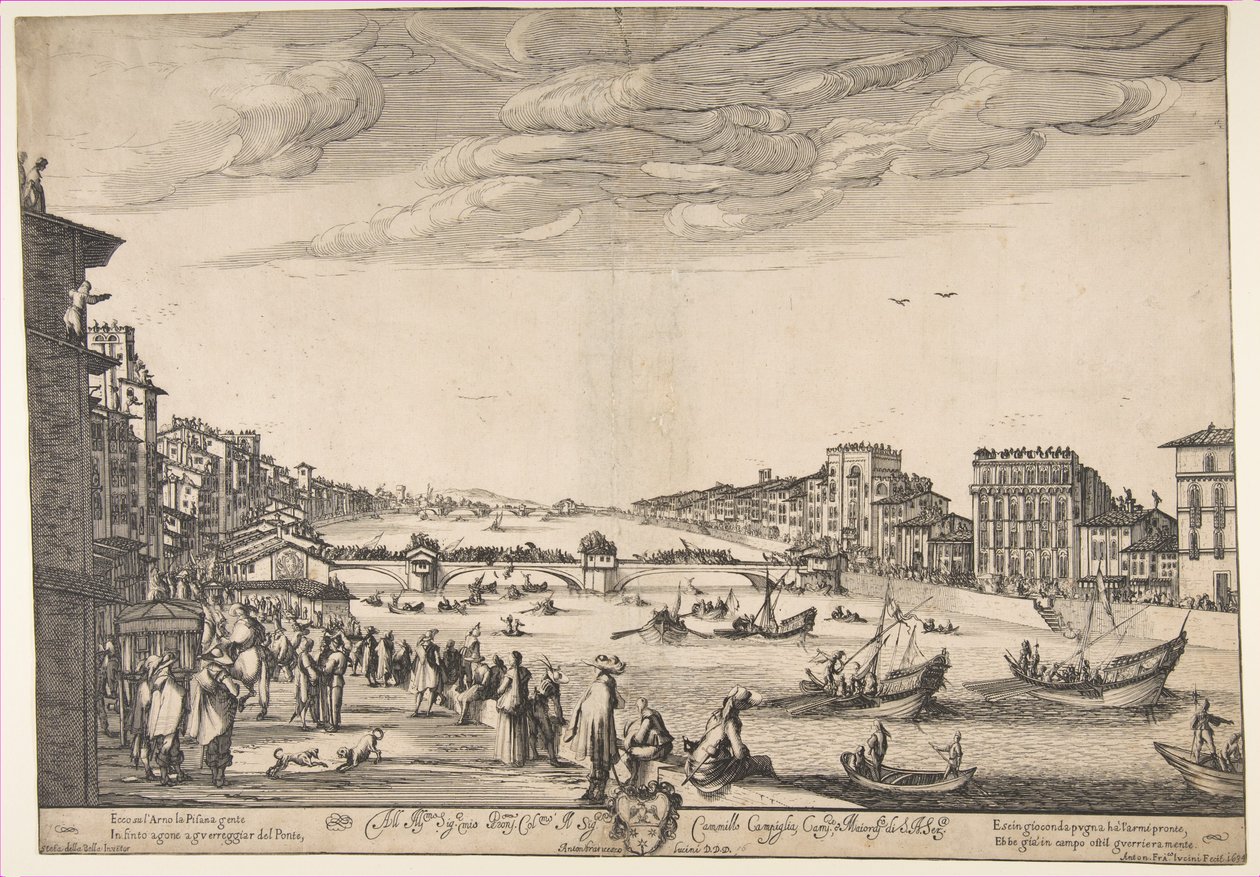 Spiel der Brücke, Pisa, 1634 von Stefano della Bella