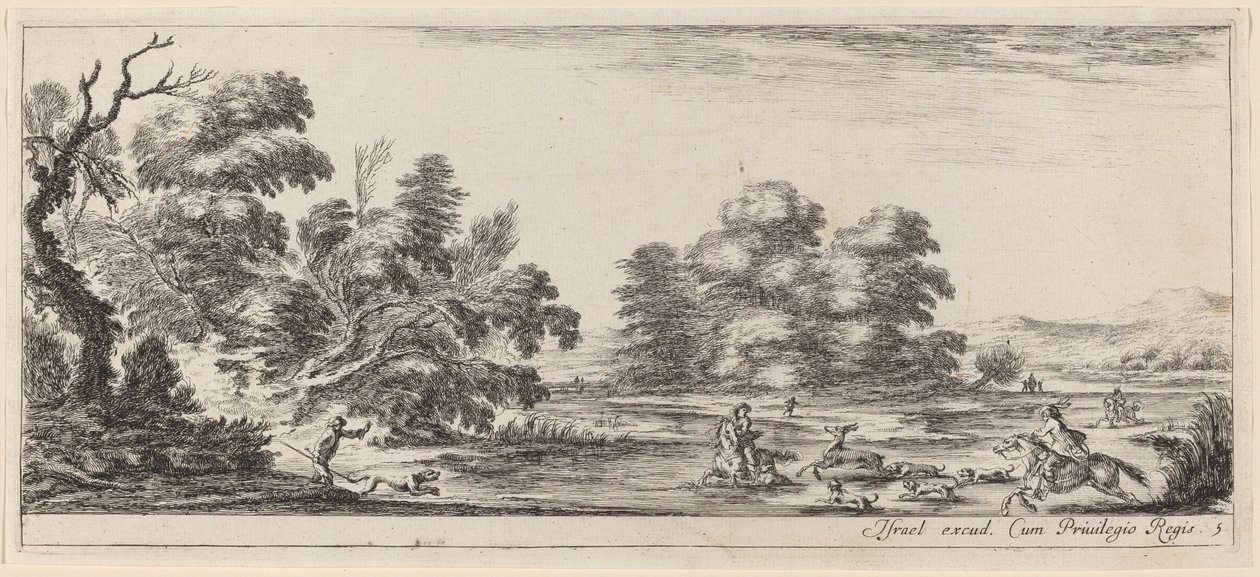 Landschaft mit Hirschjagd von Stefano della Bella