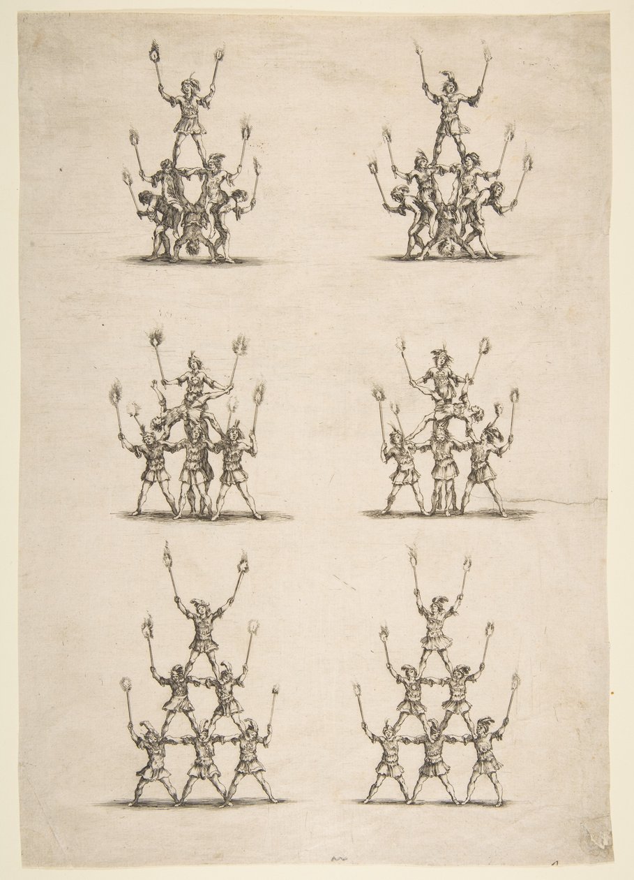 Sechsunddreißig Akrobaten in sechs Gruppen, 1652 von Stefano della Bella