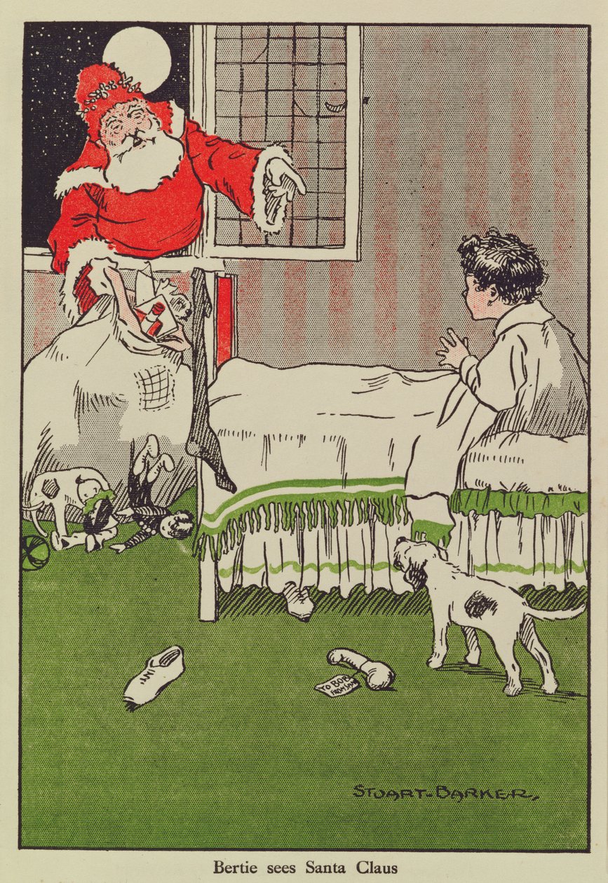 Bertie sieht den Weihnachtsmann, Buchillustration von Stuart Barker