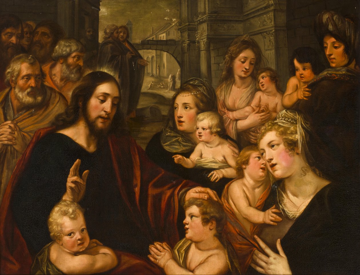 Christus segnet die Kinder von Studio of Artus Wolfaerts