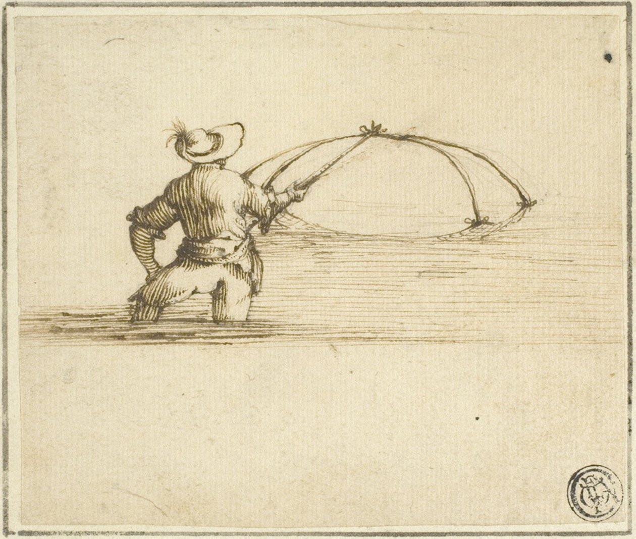 Fischer mit Netz von Style of Jacques Callot