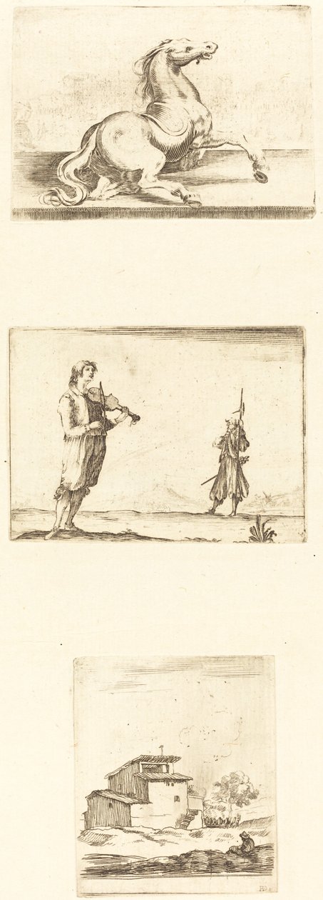 Blatt mit Radierungen von Style of Jacques Callot