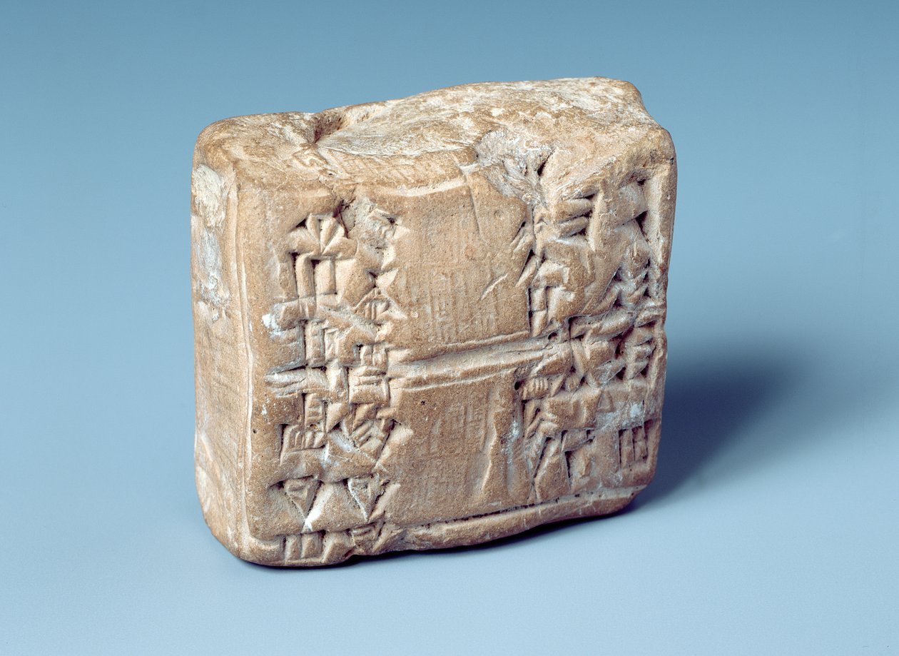 Tafel mit Keilschrift, ca. 2000 v. Chr. von Sumerian
