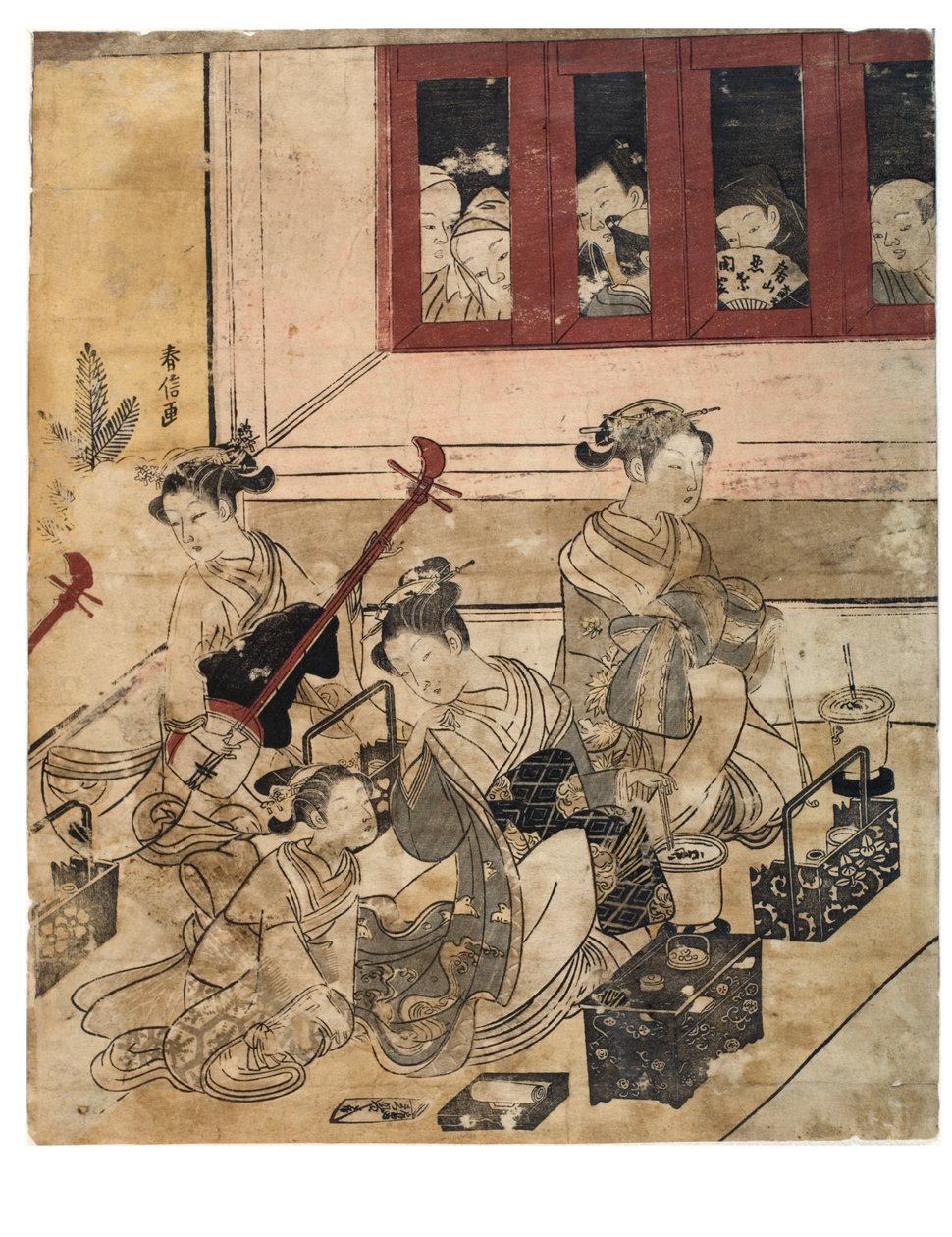 Vier Mädchen von Yoshiwara im Zimmer von Suzuki Harunobu