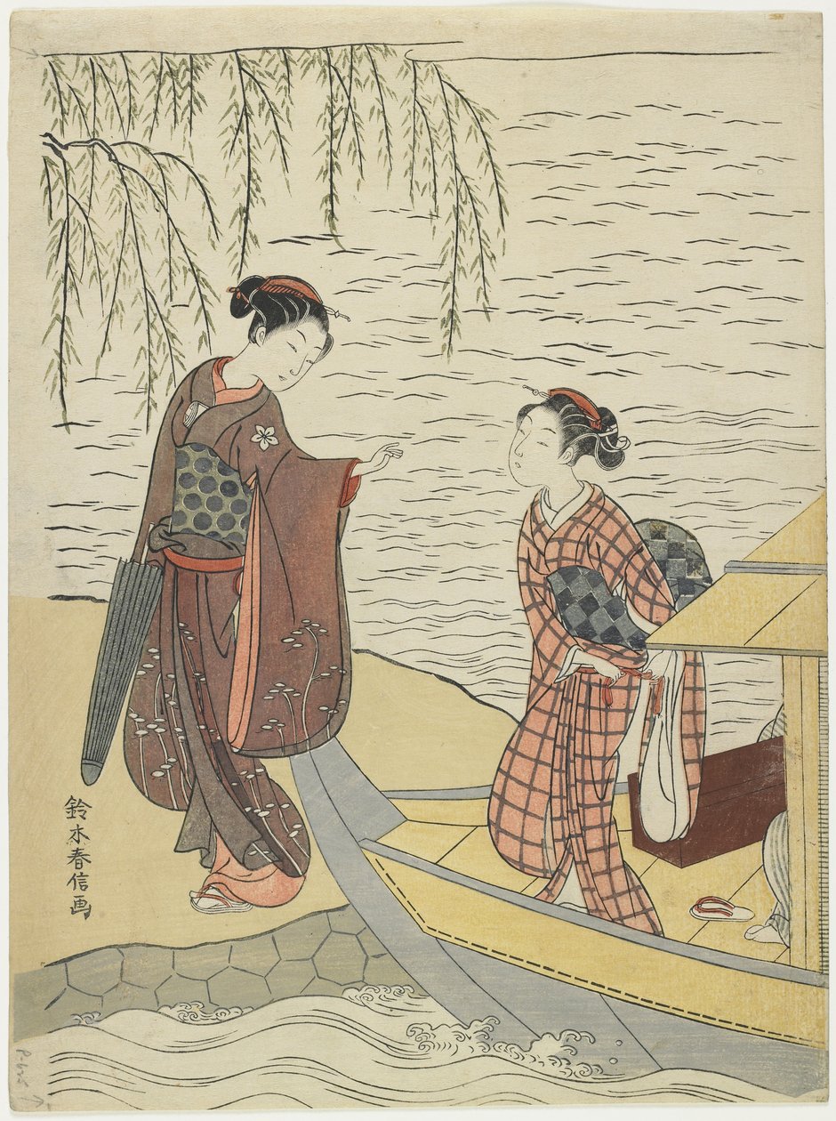 Frauen steigen aus einem Boot, ca. 1767 von Suzuki Harunobu