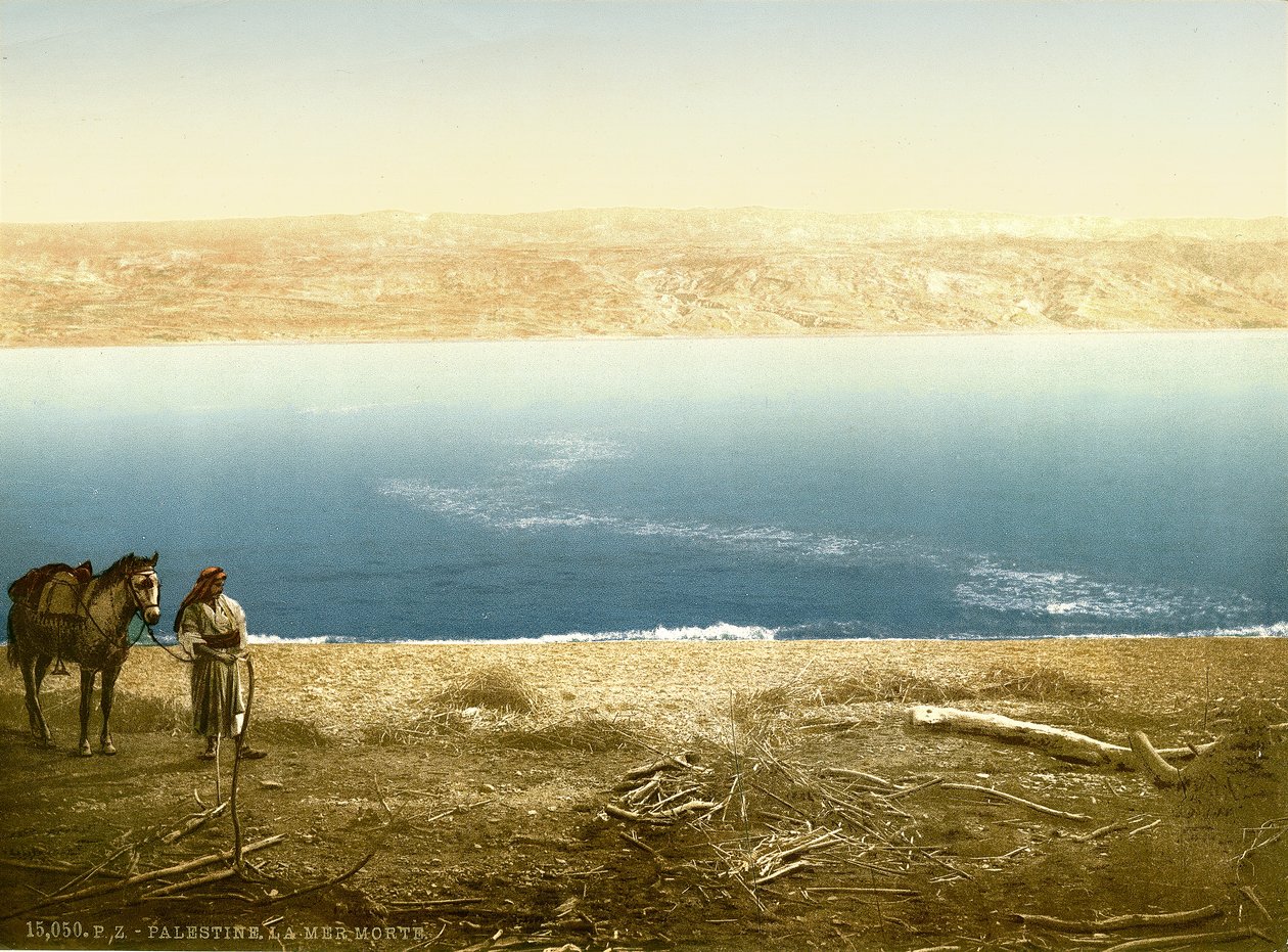 Blick auf das Tote Meer nach Osten in Richtung Moab, ca. 1880-1900 von Swiss Photographer