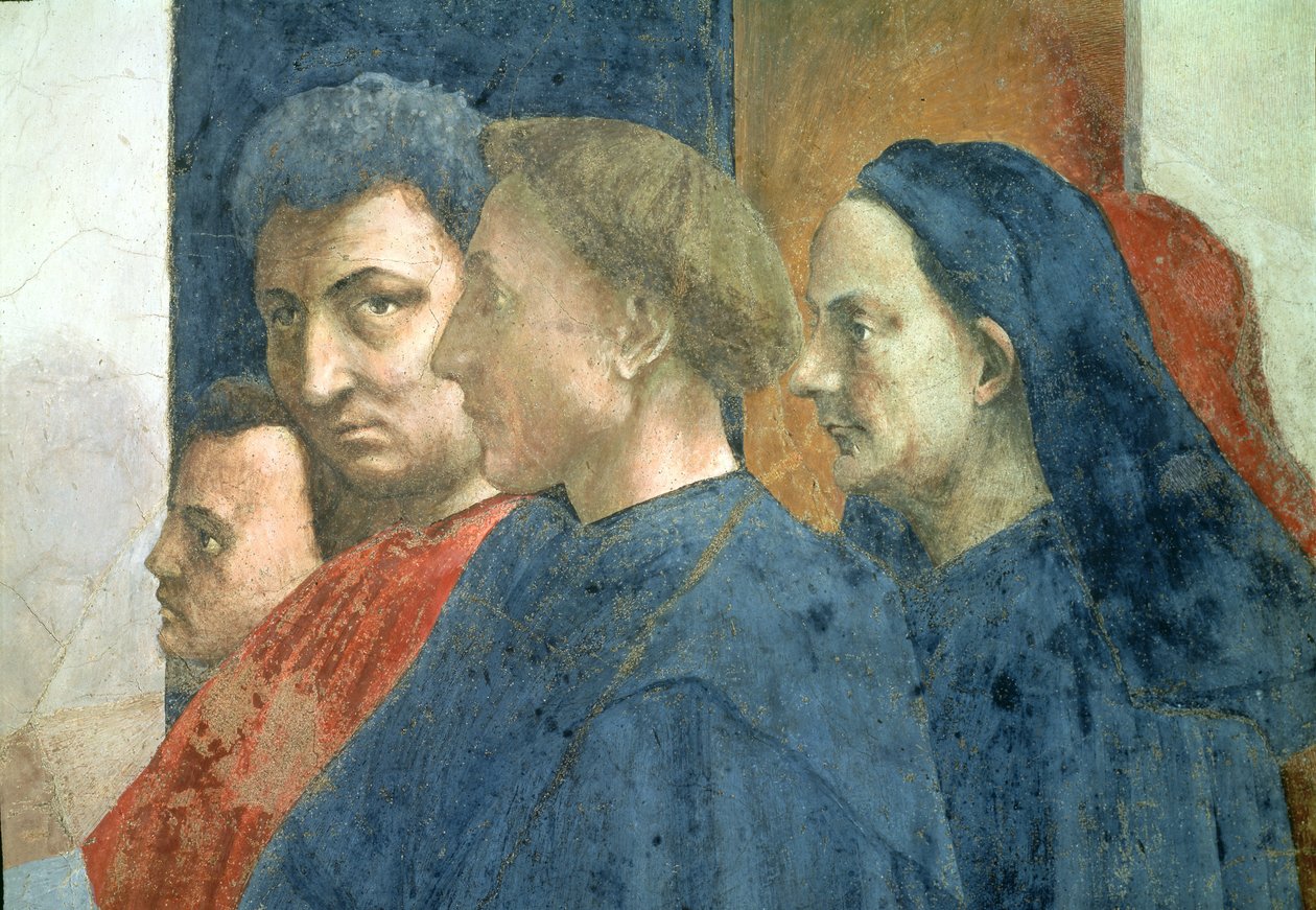 Die Auferweckung des Sohnes von Theophilus, König von Antiochia, und St. Peter als erster Bischof von Antiochia (Detail) von Tommaso Masaccio