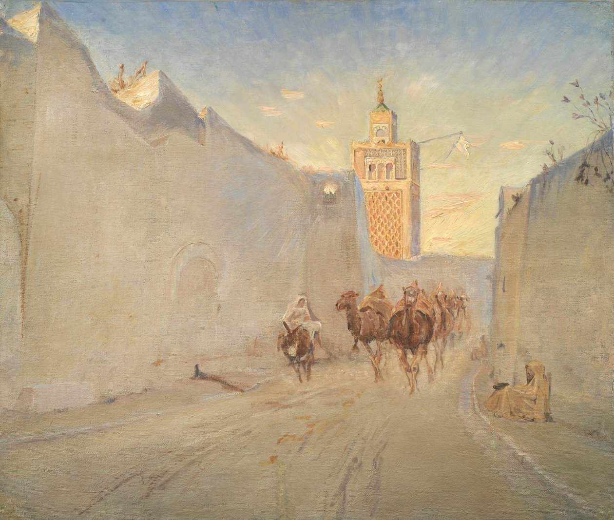 Kamele in einer Straße in Tunesien von Theodor Philipsen