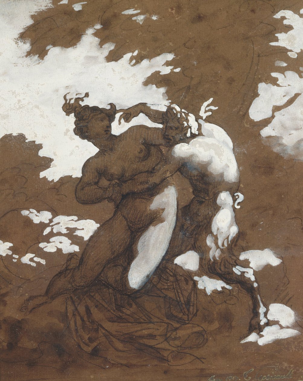 Satyr und Nymphe von Theodore Gericault