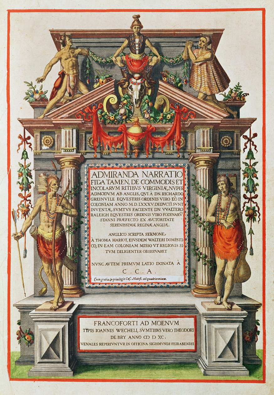 Admiranta Narratio.... Frontispiz, 1585-1588 von Theodore de Bry