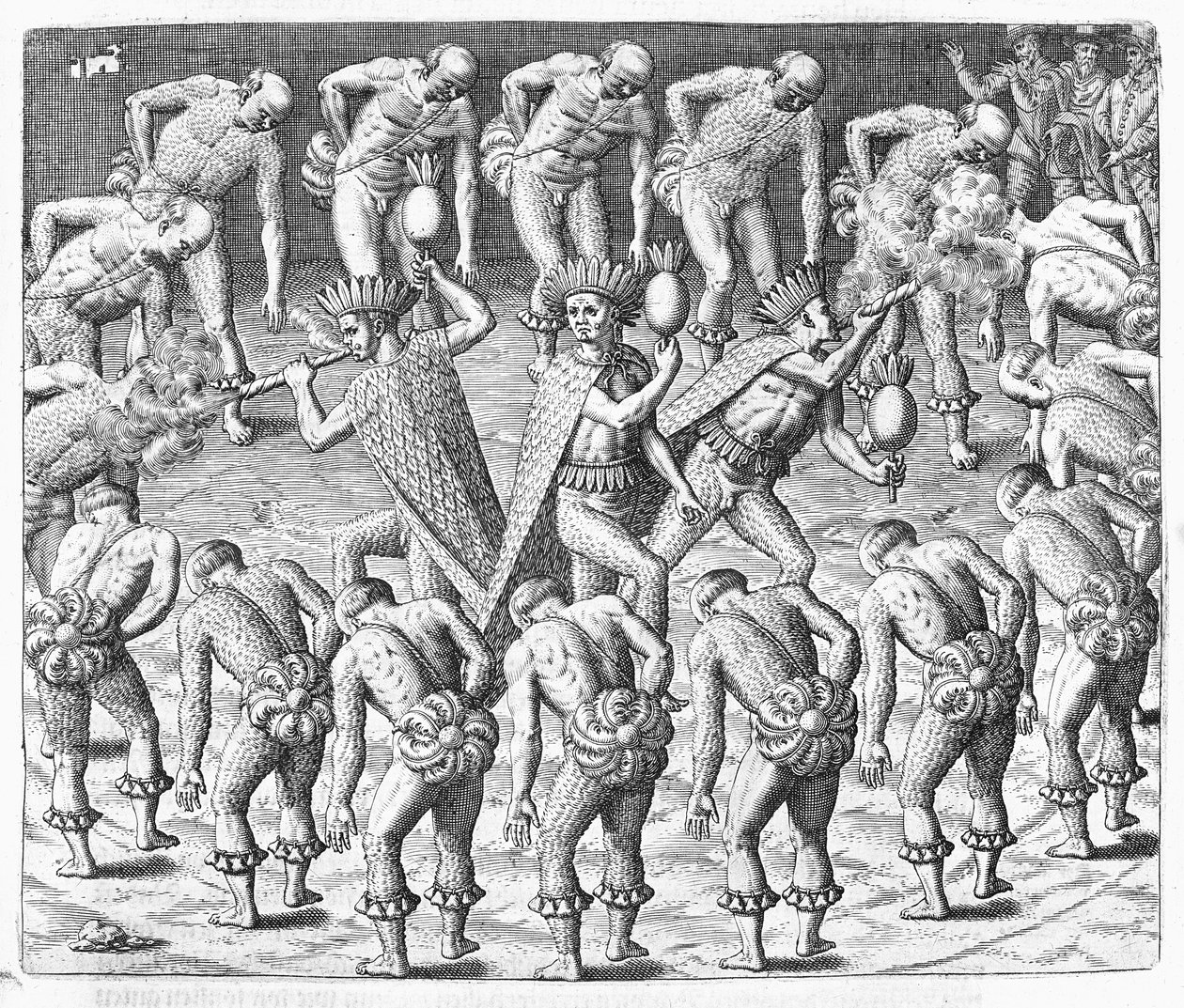 Tupinamba-Indianer, beobachtet von Hans Staden während seiner Reise nach Brasilien, 1552, aus 