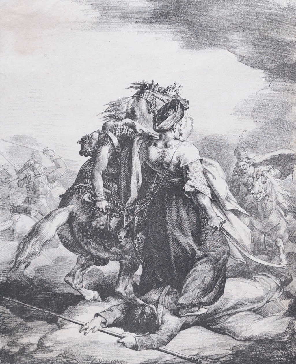 Mameluck verteidigt einen verwundeten Trompeter, 1818 von Theodore Gericault
