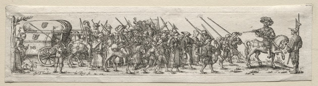 Soldaten auf dem Marsch von Theodore de Bry