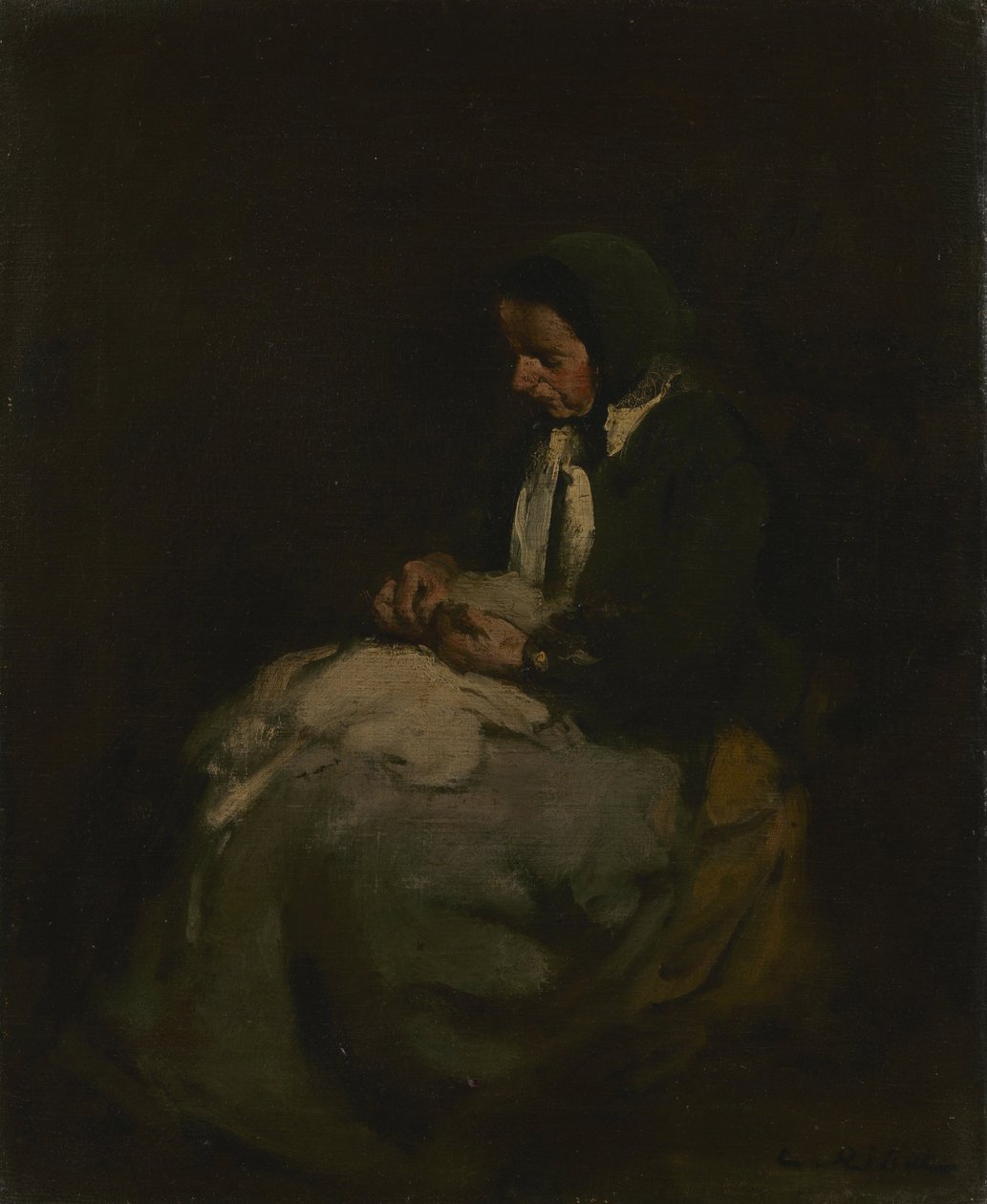 Frau beim Nähen von Auguste Theodule Ribot