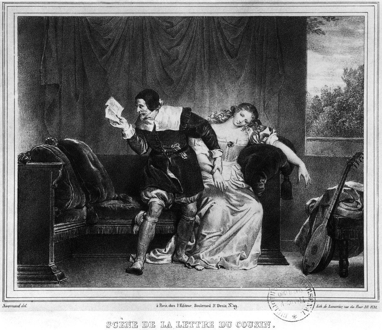 Szene des Briefes des Cousins, Illustration aus 