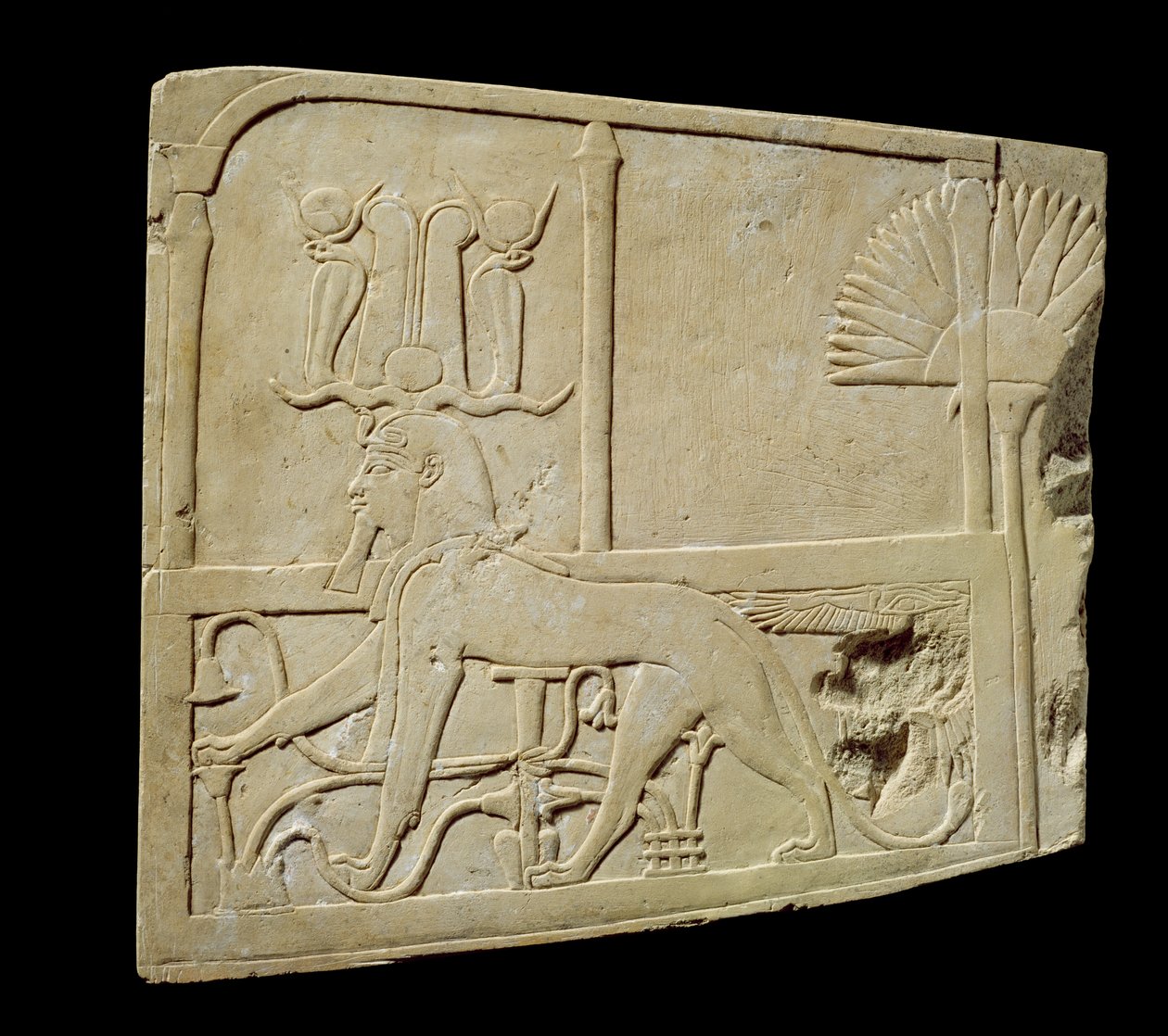 Relief, das eine schreitende Sphinx darstellt, 1069-715 v. Chr. von Third Intermediate Period Egyptian