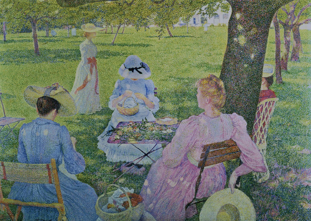 Familie im Obstgarten, 1890 von Théo van Rysselberghe