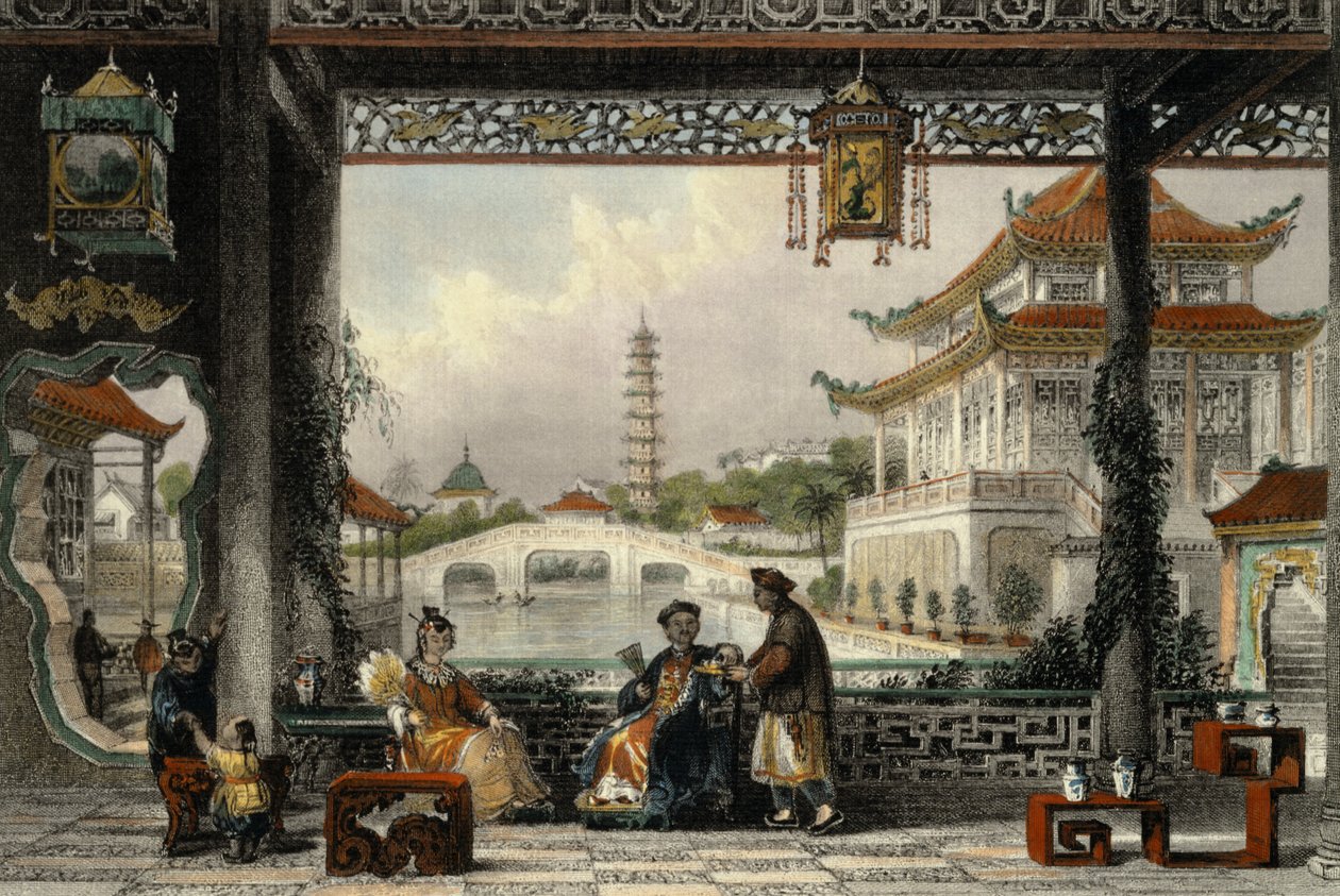 Pavillon und Gärten eines Mandarins in der Nähe von Peking, aus 