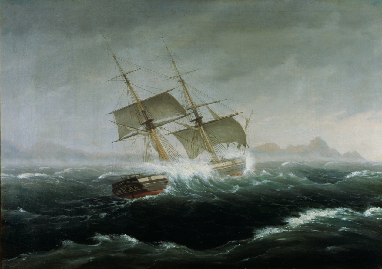 Segelschiff in schwerer See von Thomas Birch