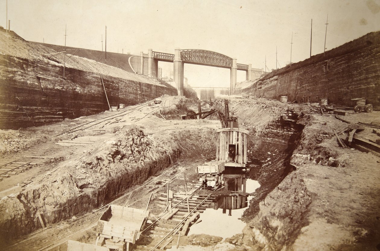 Latchford Viadukt, zeigt Schleusen in der Ferne von Thomas Birtles