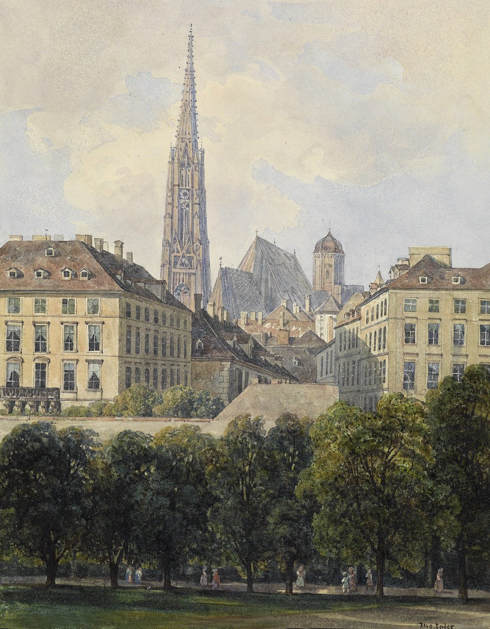 Blick auf den Stephansdom vom Glacis aus von Thomas Ender