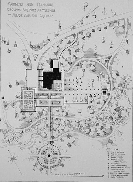Gärten und Vergnügungsanlagen, Ballimore, Argyleshire, für Major MacRae Gilstrap, aus Thomas Mawsons The Art and Craft of Garden Making, veröffentlicht 1900 von Thomas Hayton Mawson